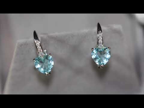 Blue Heart Diamond Earrings