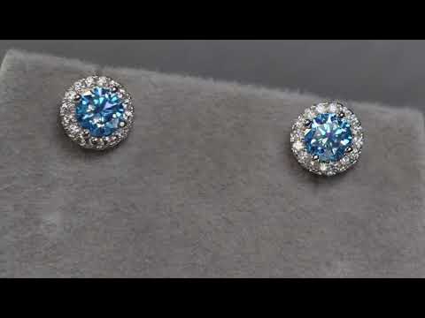 Load and play video in Gallery viewer, Blue Moissanite Ear Studs
