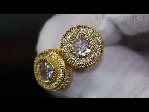 Load and play video in Gallery viewer, Gold Iced Out Ear Studs
