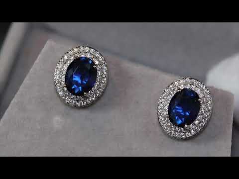 Blue sapphire diamond ear studs