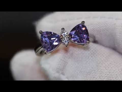 Purple ribbon diamond ring