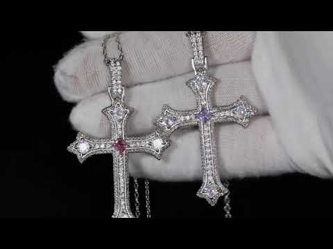 Load and play video in Gallery viewer, diamond cross pendant
