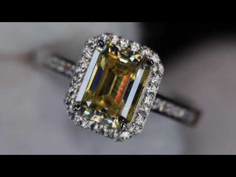 Load and play video in Gallery viewer, Yellow Emerald Cut Moissanite Diamond Ring
