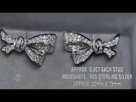 Load and play video in Gallery viewer, Moissanite Diamond Ribbon Ear Studs
