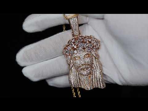 Load and play video in Gallery viewer, Iced out jesus head pendant
