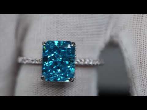 Load and play video in Gallery viewer, Womens Blue Lab Diamond Engagement Ring
