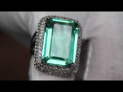 Load and play video in Gallery viewer, Womens Big Green Diamond Ring
