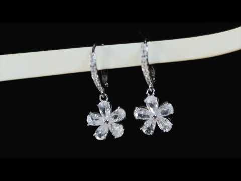 Womens Flower Diamond Earrings