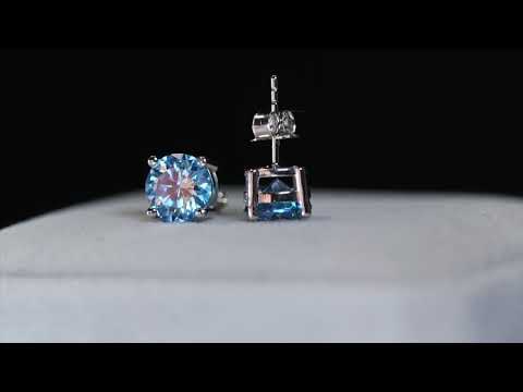 Load and play video in Gallery viewer, Blue Moissanite Diamond Ear Studs
