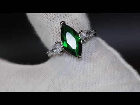 Load and play video in Gallery viewer, Green marquise diamond ring
