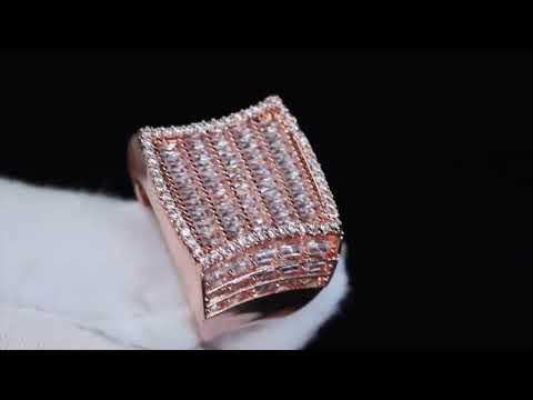 Load and play video in Gallery viewer, Mens Rose Gold Baguette Ring
