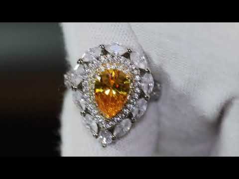 yellow pear cut diamond ring