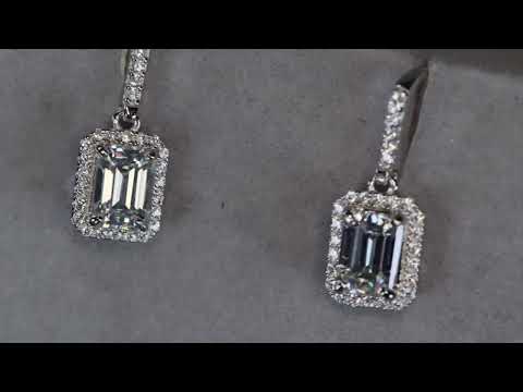 Load and play video in Gallery viewer, Moissanite Emerald Cut Diamond Ear Studs
