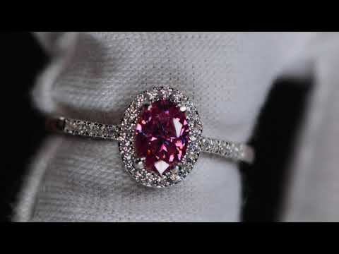 Load and play video in Gallery viewer, Womens Pink Moissanite Diamond Ring
