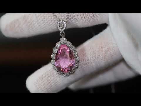 Pink Diamond Necklace | Pear Cut Diamond Necklace | Pink Diamond Pendant Necklace