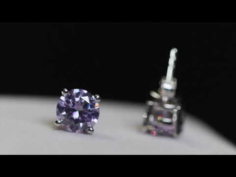 Load and play video in Gallery viewer, PURPLE MOISSANITE DIAMOND EAR STUDS
