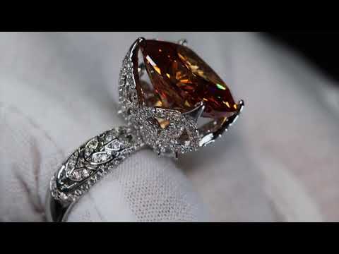 Load and play video in Gallery viewer, Womens Big Champagne Diamond Ring
