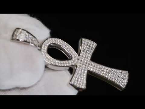 Moissanite Diamond Ankh Pendant