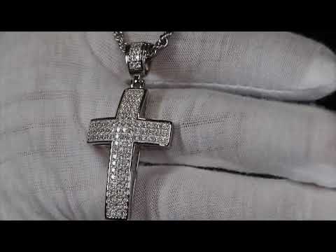 Load and play video in Gallery viewer, Big Moissanite Diamond Cross Pendant 
