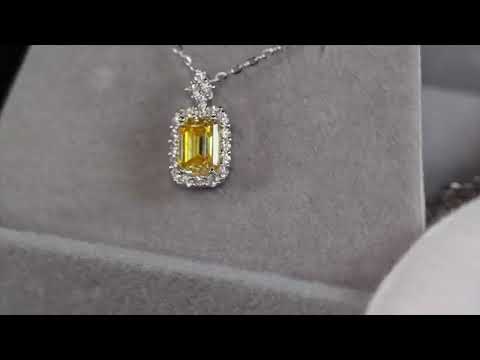 Load and play video in Gallery viewer, Yellow Moissanite Diamond Pendant
