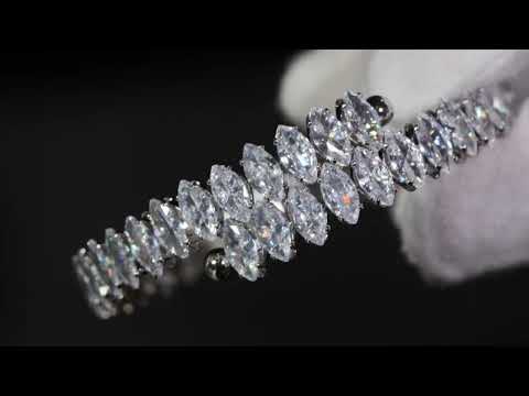 Load and play video in Gallery viewer, Marquise Diamond Bangle
