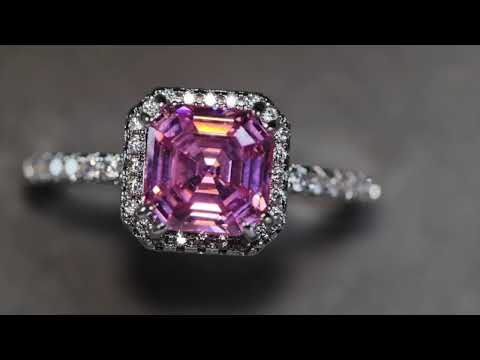 Pink Asscher Cut Diamond Ring