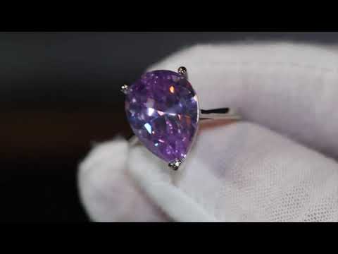 Purple pear cut diamond ring