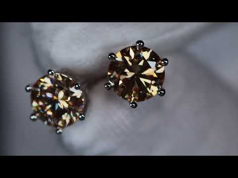 Load and play video in Gallery viewer, CHAMPAGNE DIAMOND EAR STUDS
