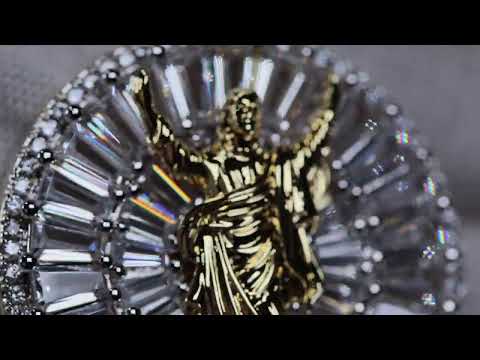 Load and play video in Gallery viewer, Baguette Diamond Jesus Pendant
