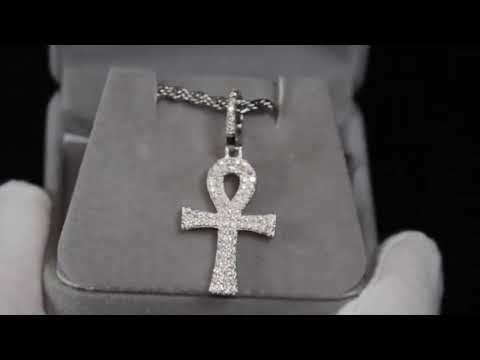 Moissanite Diamond Ankh Pendant