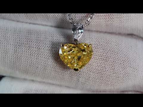 Load and play video in Gallery viewer, Yellow Diamond Heart Pendant
