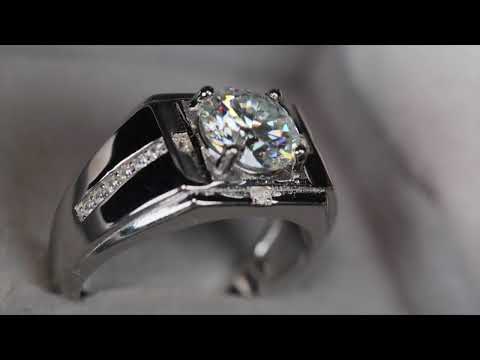 Load and play video in Gallery viewer, Mens Moissanite Diamond Engagement Ring
