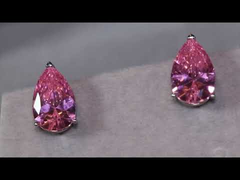 Load and play video in Gallery viewer, Pink Pear Cut Diamond Ear Studs
