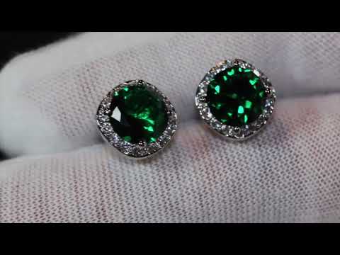 green diamond ear studs