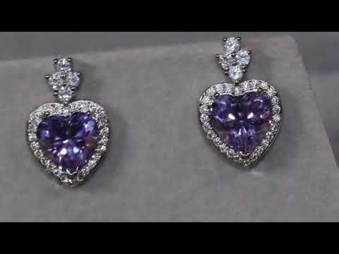 Load and play video in Gallery viewer, purple heart diamond ear studs
