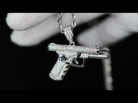 Load and play video in Gallery viewer, Iced Out Gun Pendant
