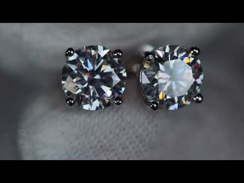 Load and play video in Gallery viewer, 2 carat MOISSANITE ROUND DIAMOND EAR STUDS
