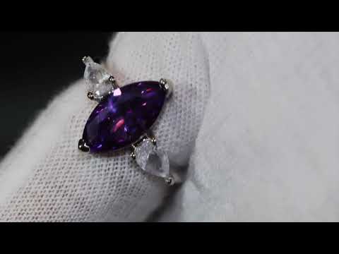 Load and play video in Gallery viewer, Purple Marquise Diamond Wedding Ring
