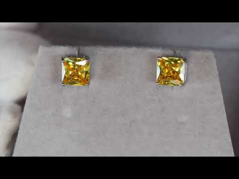 Load and play video in Gallery viewer, Yellow Diamond Ear Studs
