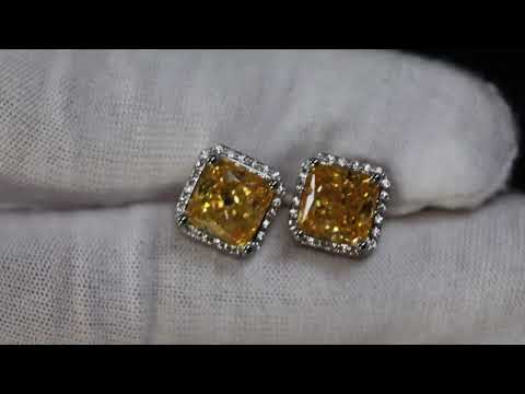 Load and play video in Gallery viewer, Yellow Diamond Ear Studs
