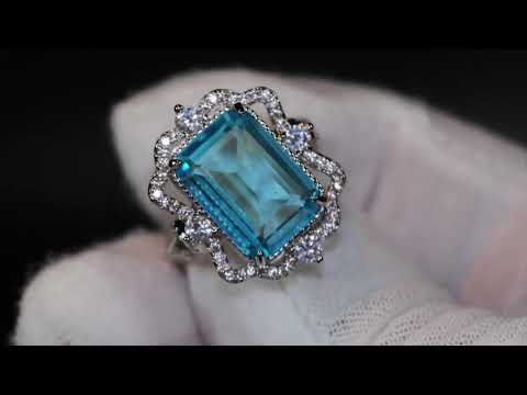 Blue Emerald Diamond Ring