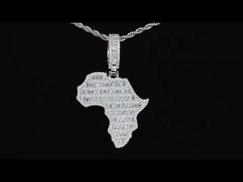 Load and play video in Gallery viewer, Baguette Diamond Africa Pendant
