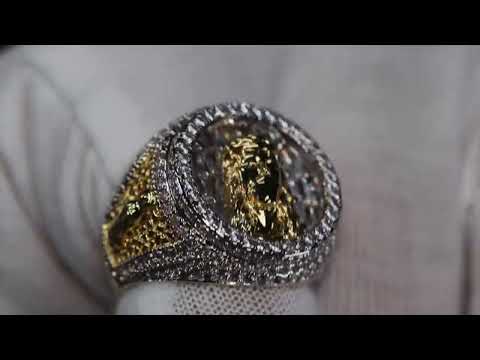 Load and play video in Gallery viewer, mens diamond Jesus ring
