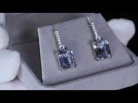 Load and play video in Gallery viewer, Womens Emerald Cut Diamond Earrings
