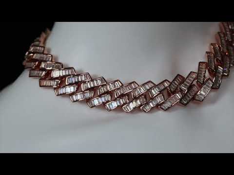 Load and play video in Gallery viewer, Mens Rose Gold Iced Out Cuban Link Chain
