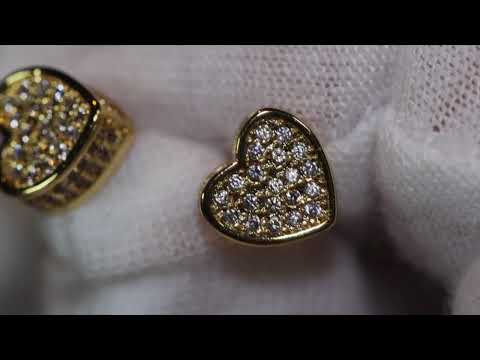 Gold Diamond Heart Ear Studs