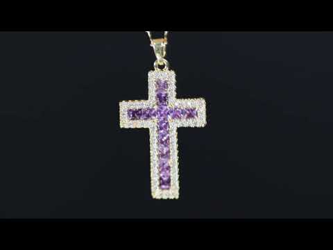 Load and play video in Gallery viewer, Purple Diamond Cross Pendant
