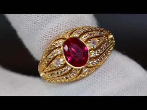 Load and play video in Gallery viewer, gold red diamond ring
