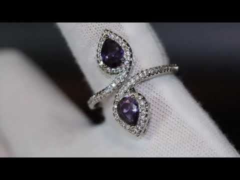 Purple teardrop diamond ring