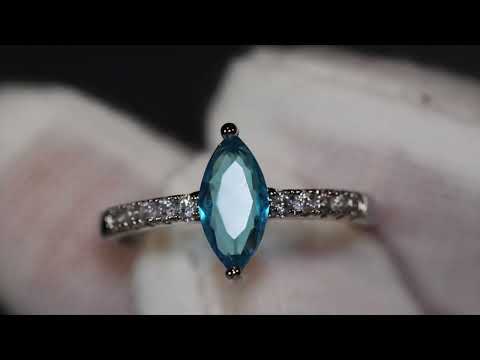 Blue marquise diamond ring